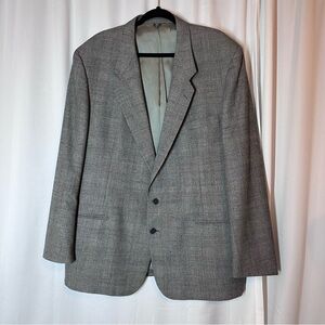Vtg TALLIA Blazer Sport Coat 46R? Casual Jacket 100% Wool Two Button Grey‎ *READ
